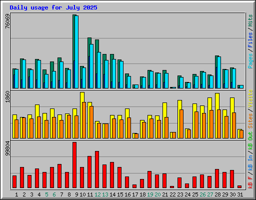 Daily usage for July 2025